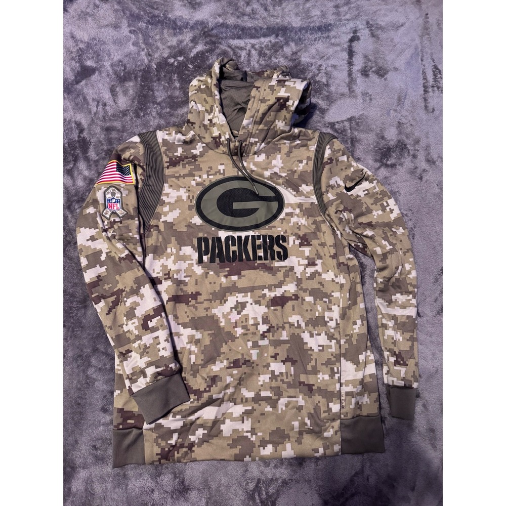 Nike Green Bay Packers Salute to Service Camo Hoodie NFL Mens Medium Dri-FIT